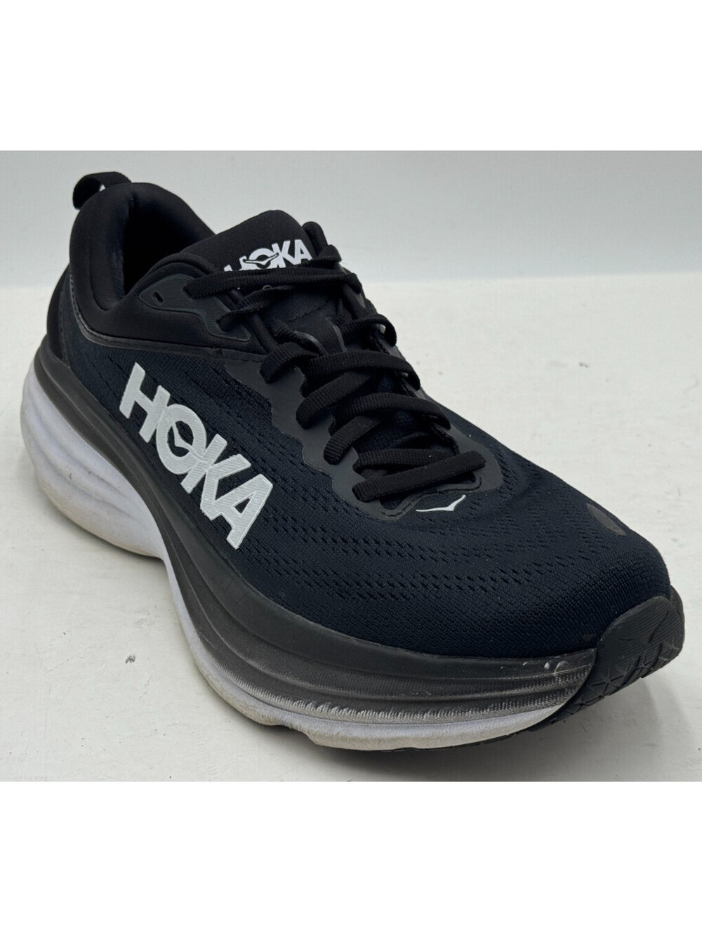 Hoka One One Bondi 8 Men's Sneakers Size 10 Black Running Shoes 1123202 BWHT